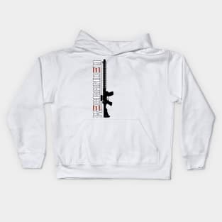 Rebranded Vertical Logo with Rifle Kids Hoodie